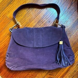Antonio Melani Purple Suede Shoulder Bag with Gold Hardware, like new